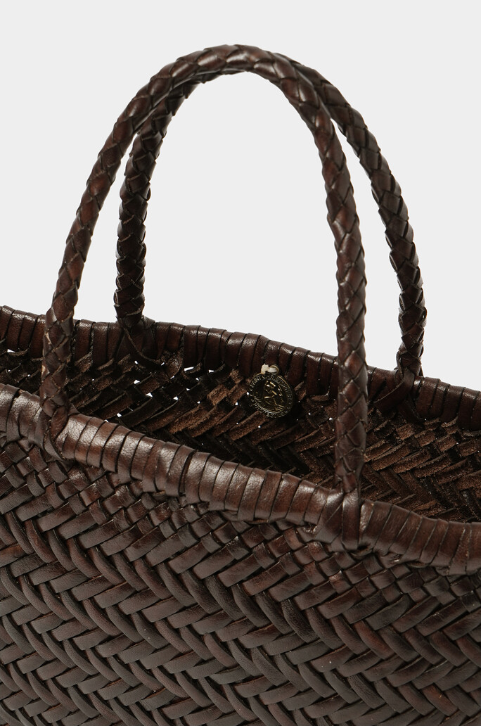 Brown Gora mini woven-leather bag, Dragon Diffusion