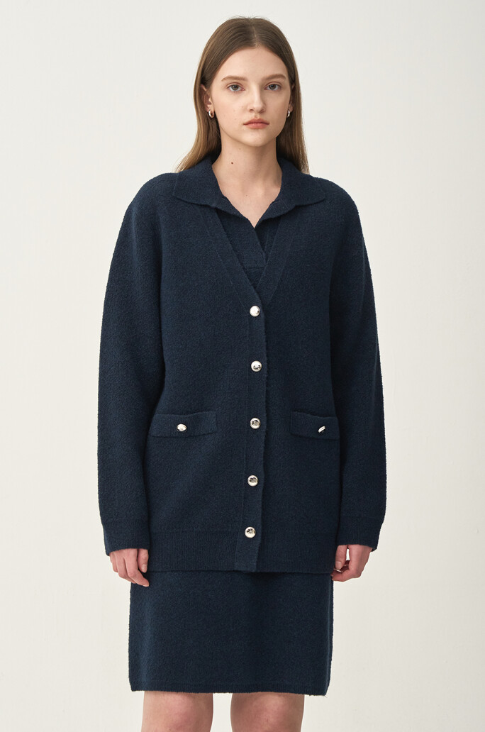 더한섬닷컴 | THE HANDSOME.COM [the CASHMERE] 실크 블렌드 부클 니트 가디건