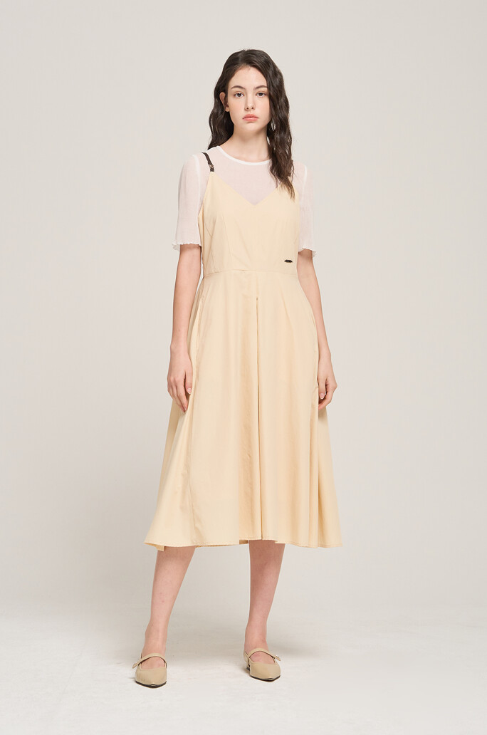 strapless open back dress Poly-Triacetate Paneled Pleats Dress  Black  La Garonne